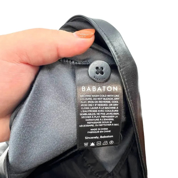 Aritzia Babaton Caspian Pants Vegan Leather High Waist Slim Black Size 10 - Picture 10 of 11